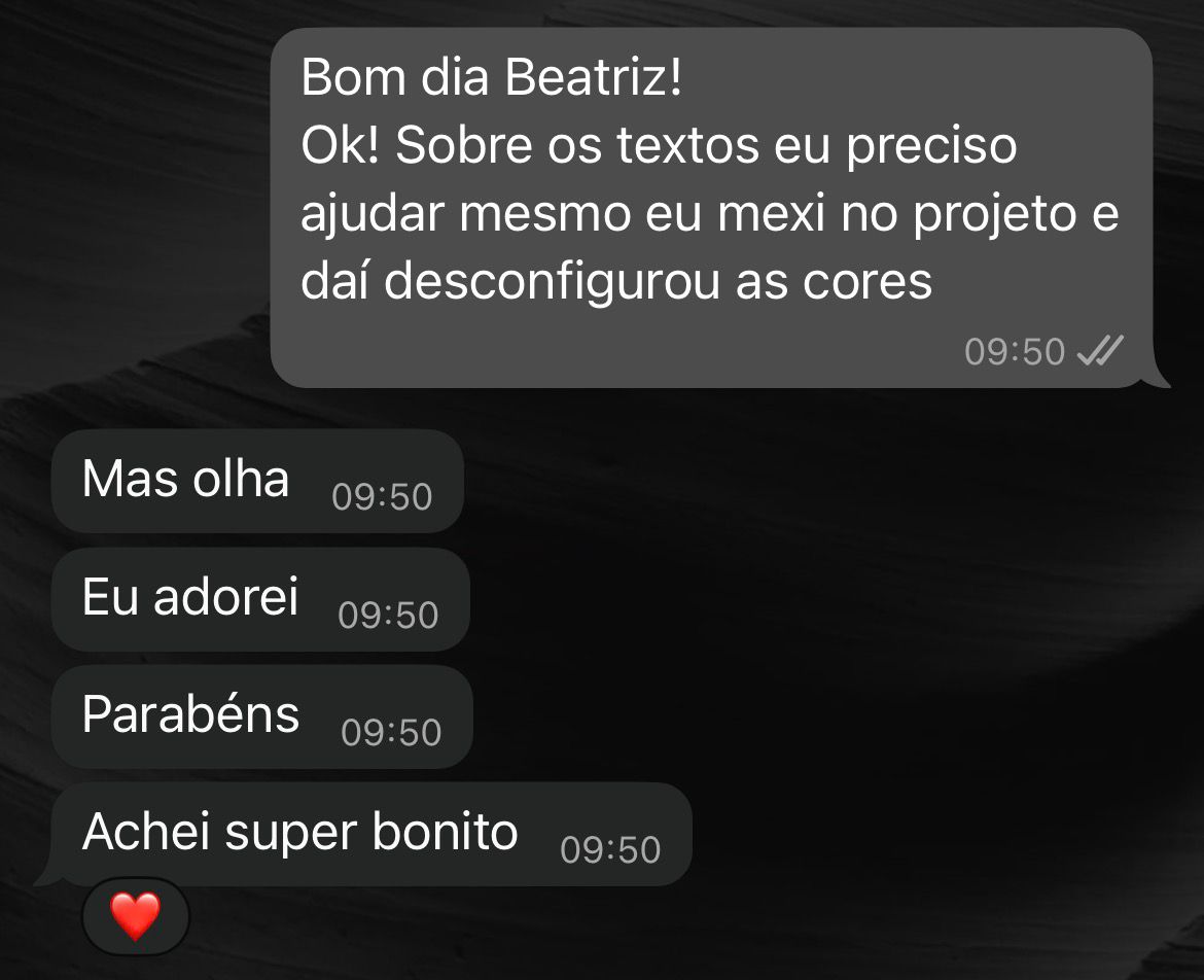 Depoimento em print de conversa