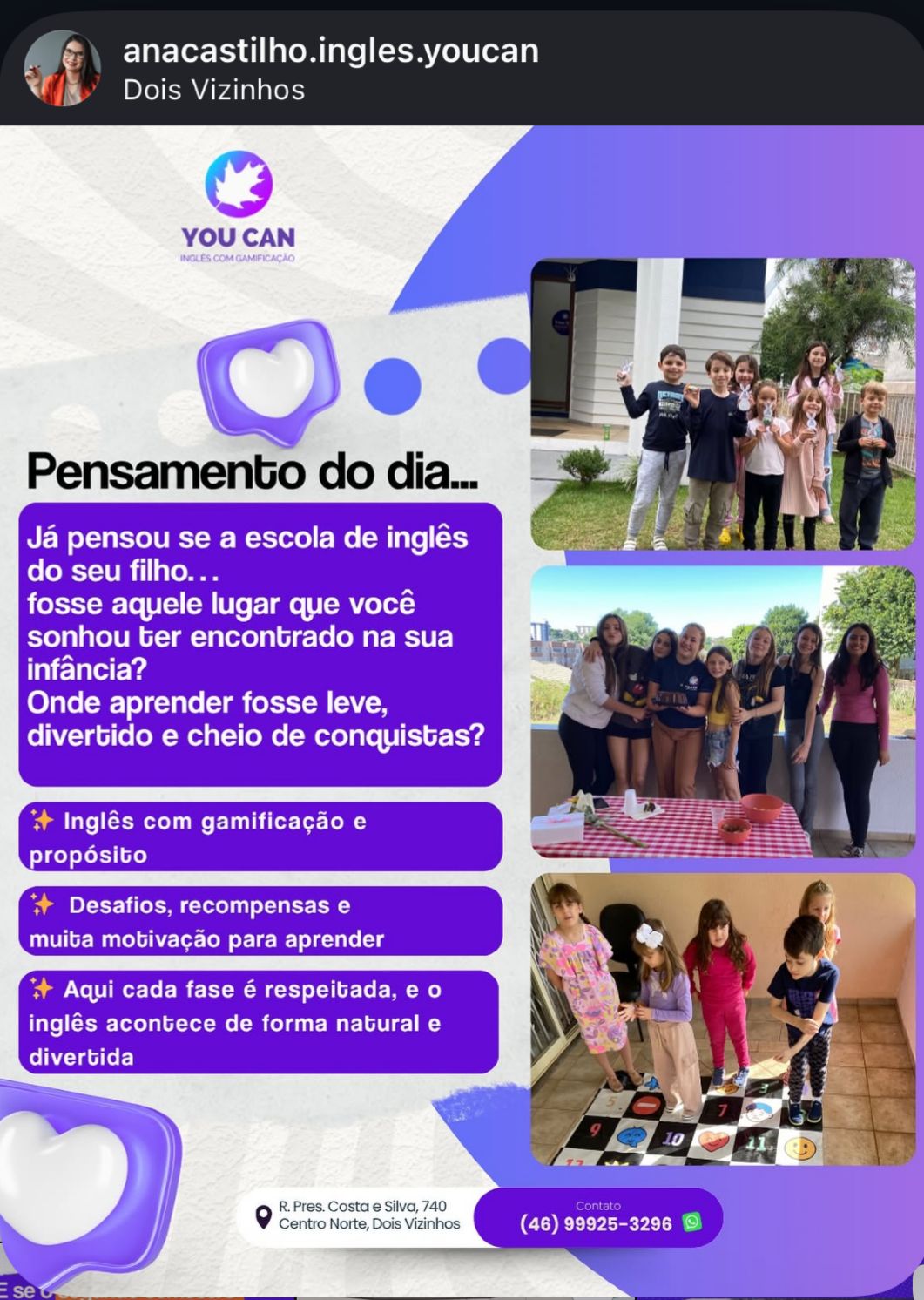 Pensamento do Dia - Escola de Inglês You Can